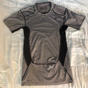 Nike Pro Combat Dri-Fit Compression Shirt (Gray) Boys Large